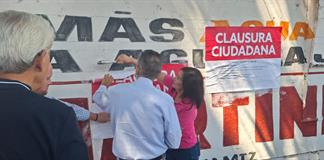 Ciudadanos clausuran bardas con propaganda política Ciudadanos clausuran bardas con propaganda política