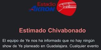 Estadio Akron aclara que Kanye West no tiene concierto programado en Guadalajara Estadio Akron aclara que Kanye West no tiene concierto programado en Guadalajara