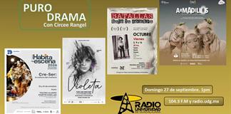 Violeta. Cre-Ser. Batallas bajo la sombra. Armadillos. Puro Drama 27 septiembre 2026 Violeta. Cre-Ser. Batallas bajo la sombra. Armadillos. Puro Drama 27 septiembre 2026