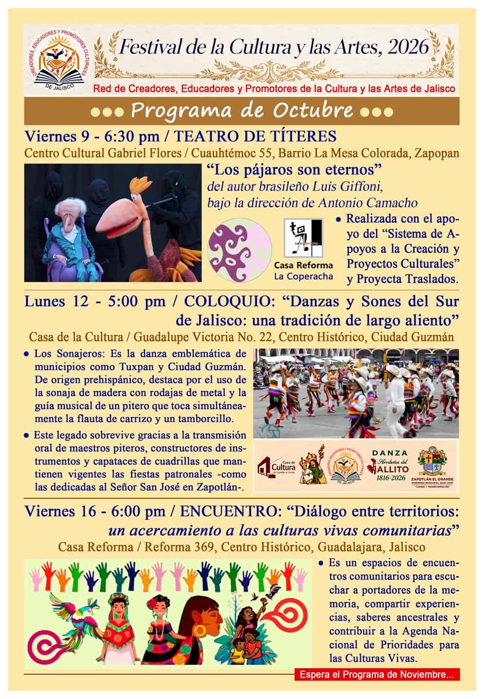 Presentará el Festival de la Cultura y las Artes diálogos y proyectos escénicos Presentará el Festival de la Cultura y las Artes diálogos y proyectos escénicos