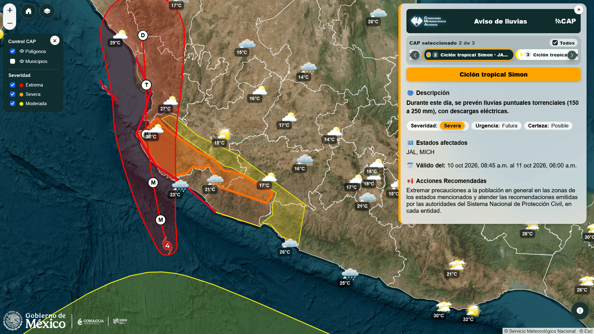 El huracán Simón, como categoría 4, se aproxima a las costas de Jalisco y Colima El huracán Simón, como categoría 4, se aproxima a las costas de Jalisco y Colima