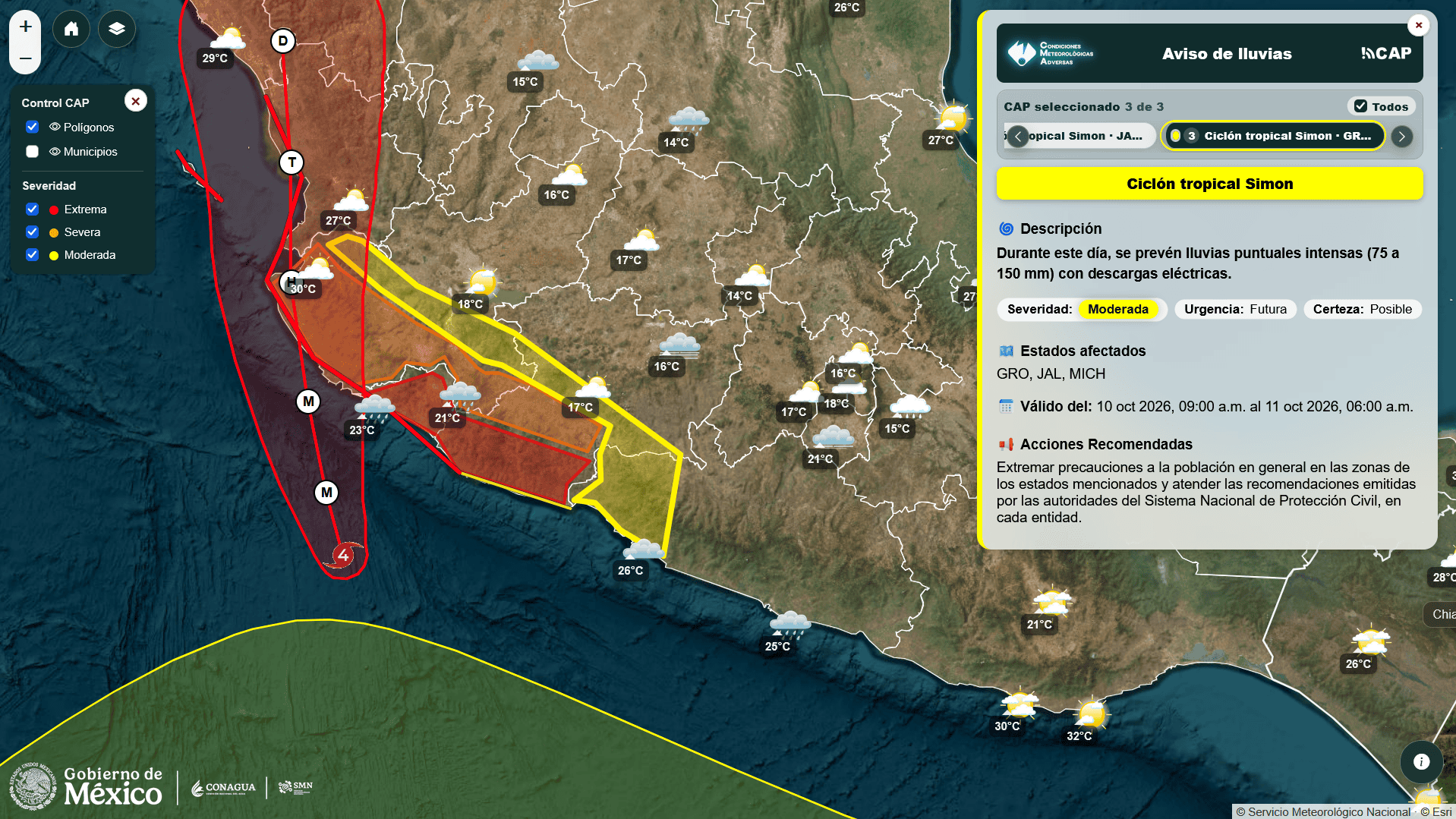 El huracán Simón, como categoría 4, se aproxima a las costas de Jalisco y Colima El huracán Simón, como categoría 4, se aproxima a las costas de Jalisco y Colima