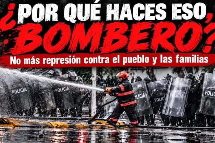 En redes sociales, indigna la participación de bomberos en la dispersión de manifestantes con agua En redes sociales, indigna la participación de bomberos en la dispersión de manifestantes con agua