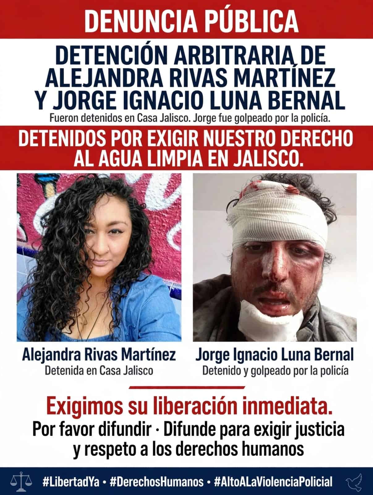 Denuncian detención y golpiza a dos integrantes de Casa Quinqué en protesta por agua turbia