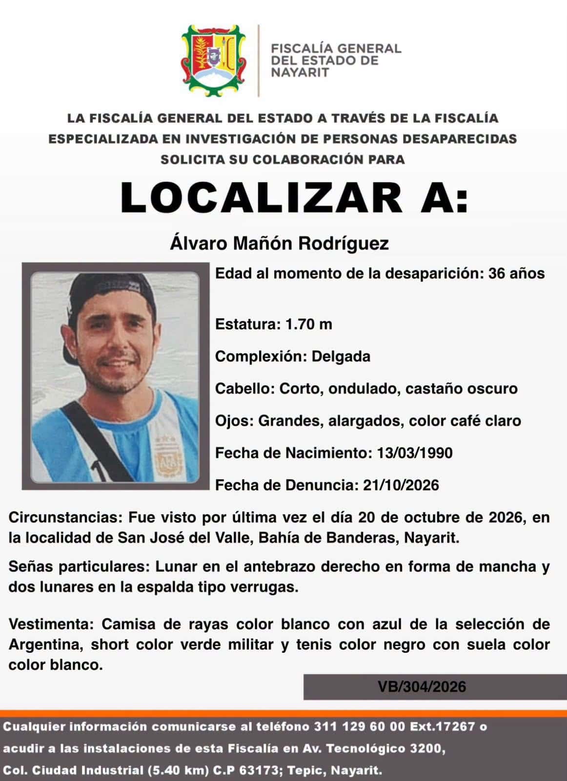 Reportan desaparición de Álvaro Mañón Rodríguez en Bahía de Banderas Reportan desaparición de Álvaro Mañón Rodríguez en Bahía de Banderas
