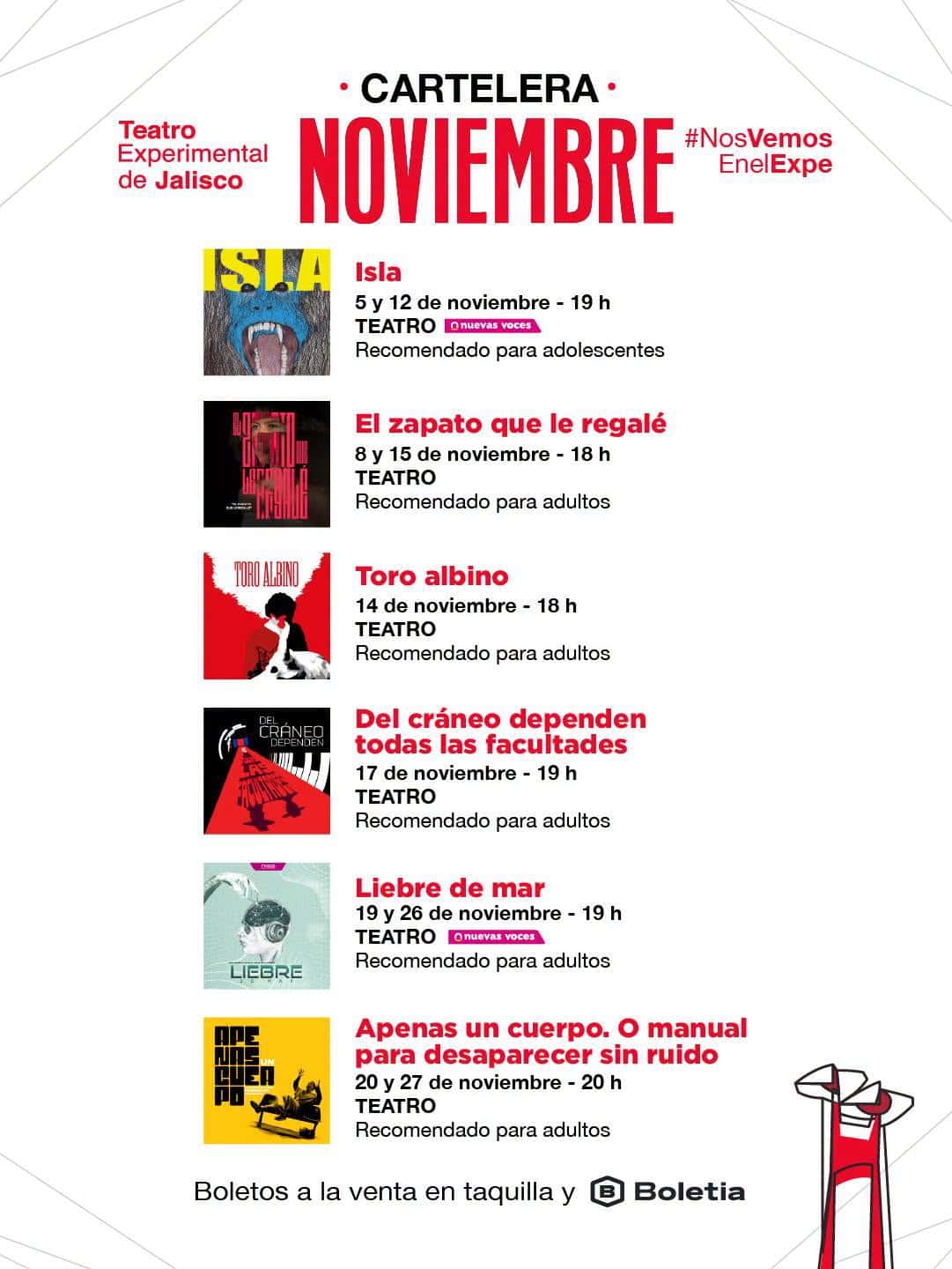 Presenta el Teatro Experimental de Jalisco la cartelera de noviembre “UDG En Escena” Presenta el Teatro Experimental de Jalisco la cartelera de noviembre “UDG En Escena”
